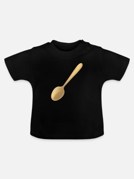 ein goldener Löffel - Baby Bio-T-Shirt mit Rundhals - Schwarz