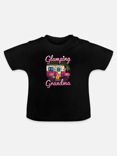 Glamping Camping - Baby Bio-T-Shirt mit Rundhals - Schwarz