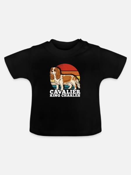 Cavalier King Charles - Baby Bio-T-Shirt mit Rundhals - Schwarz