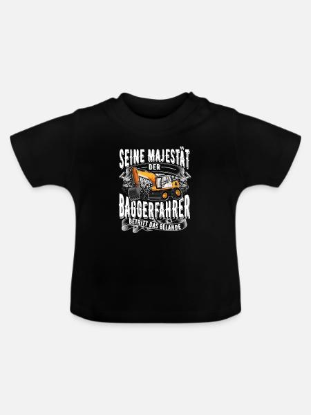 Baggerfahrer - Baby Bio-T-Shirt mit Rundhals - Schwarz