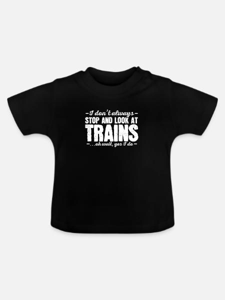 Züge Eisenbahn Eisenbahnliebhaber - Baby Bio-T-Shirt mit Rundhals - Schwarz