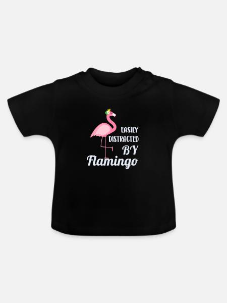 Flamingo - Baby Bio-T-Shirt mit Rundhals - Schwarz