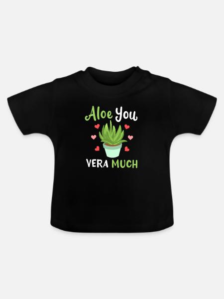 Aloe Vera Sukkulente - Baby Bio-T-Shirt mit Rundhals - Schwarz