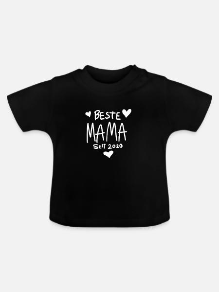 Beste Mama seit 2020 - Baby Bio-T-Shirt mit Rundhals - Schwarz