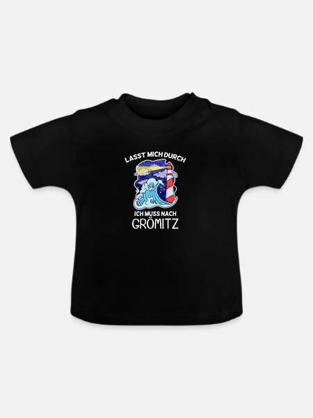 Grömitz Spruch - Baby Bio-T-Shirt mit Rundhals - Schwarz