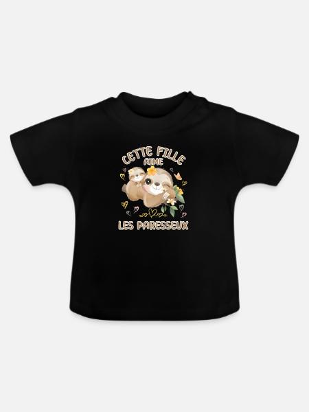 Dieses Mädchen Liebt Faultiere - Baby Bio-T-Shirt mit Rundhals - Schwarz