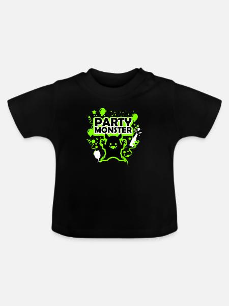 Partymonster grün - Baby Bio-T-Shirt mit Rundhals - Schwarz