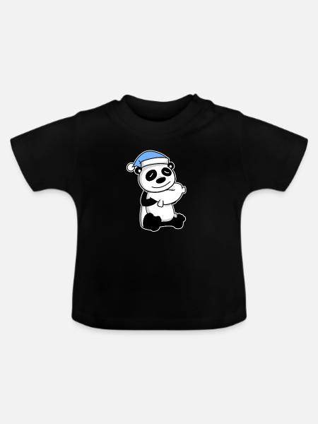 Panda Baby - Baby Bio-T-Shirt mit Rundhals - Schwarz