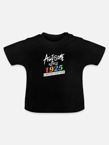 1925 - Jahrgang 1925 - Fantastisch seit 1925 - Baby Bio-T-Shirt mit Rundhals - Schwarz