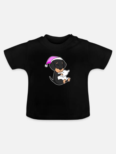Hund Hunderasse Dackel - Baby Bio-T-Shirt mit Rundhals - Schwarz
