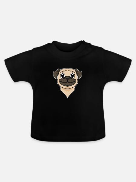 Hund Hunderasse Mops - Baby Bio-T-Shirt mit Rundhals - Schwarz