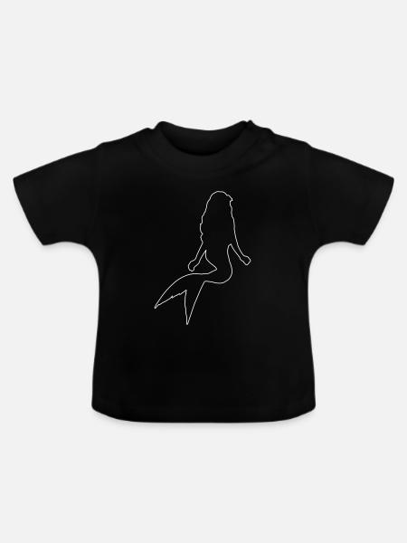 Meerjungfrau Kontur - Baby Bio-T-Shirt mit Rundhals - Schwarz