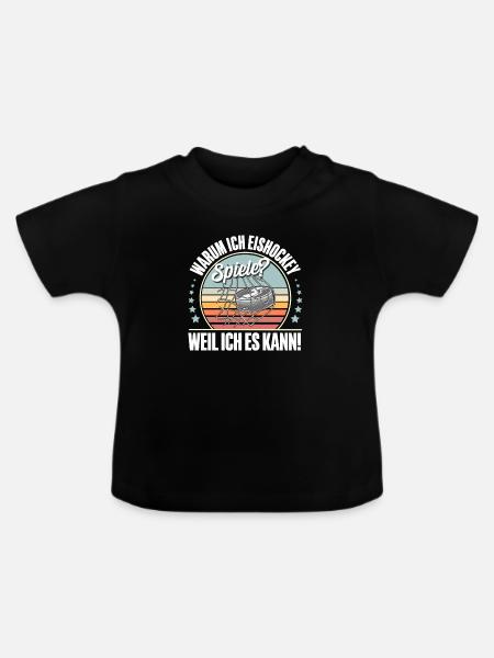 Eishockey - Baby Bio-T-Shirt mit Rundhals - Schwarz