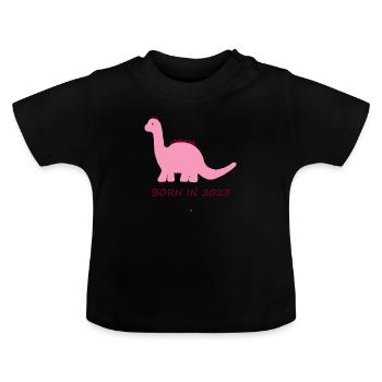 Dino pink - Baby Bio-T-Shirt mit Rundhals - Schwarz - Vorne
