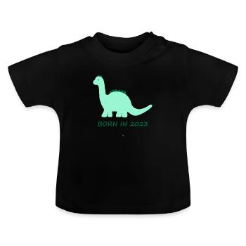 Dino Grün - Baby Bio-T-Shirt mit Rundhals - Schwarz - Vorne