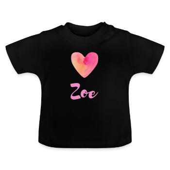 Chemise Zoe Pink Heart Sweet Girl Name - T-shirt bio col rond Bébé - noir - Devant