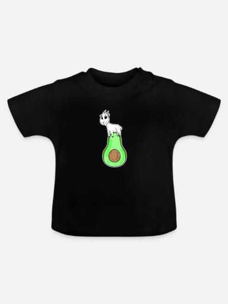 Ziegenbock auf Avocado - Baby Bio-T-Shirt mit Rundhals - Schwarz