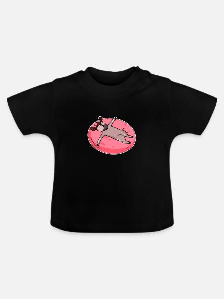 Schlafendes Okapi Waldgiraffe - Baby Bio-T-Shirt mit Rundhals - Schwarz