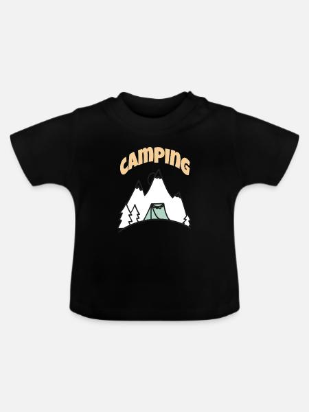 Leben auf dem Campingplatz - Baby Bio-T-Shirt mit Rundhals - Schwarz