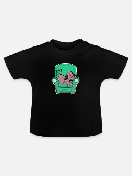 Schlafender Hund - Baby Bio-T-Shirt mit Rundhals - Schwarz