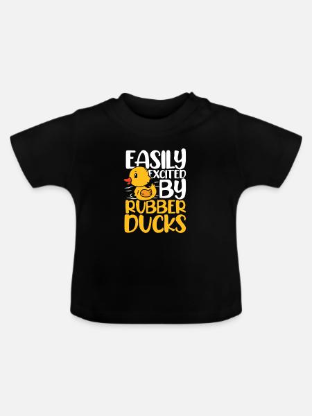 easily excited by rubber ducks - Baby Bio-T-Shirt mit Rundhals - Schwarz