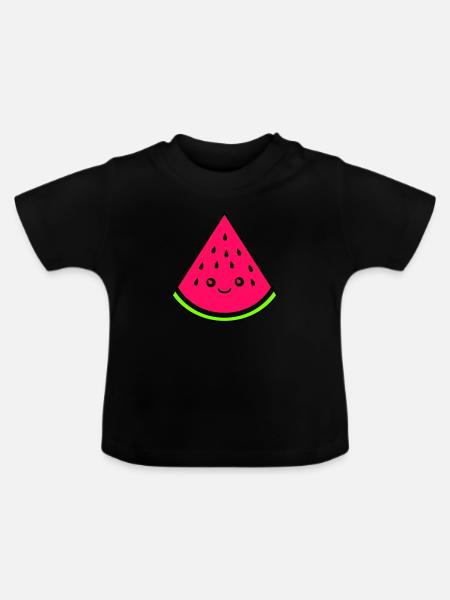 melone lustig - Baby Bio-T-Shirt mit Rundhals - Schwarz