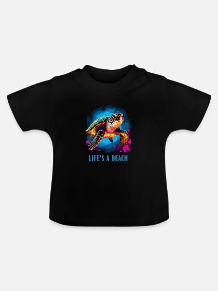 Life's a beach - Baby Bio-T-Shirt mit Rundhals - Schwarz