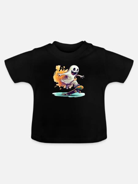 Skater Ghost - blank - Baby Bio-T-Shirt mit Rundhals - Schwarz