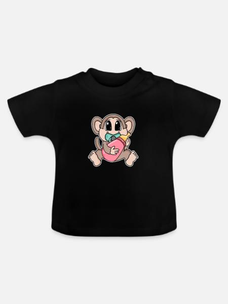 Baby Affe - Baby Bio-T-Shirt mit Rundhals - Schwarz