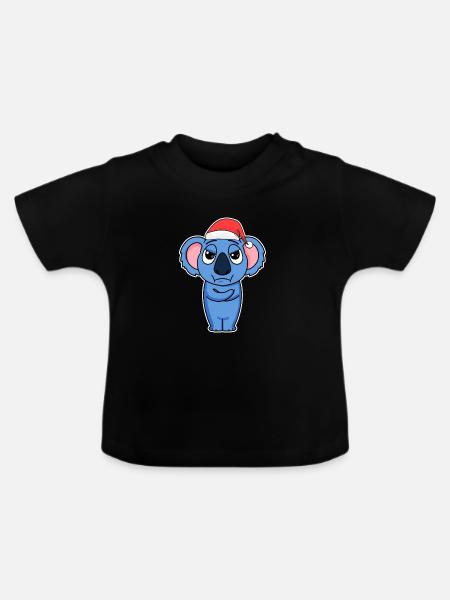 Koala Weihnachten - Baby Bio-T-Shirt mit Rundhals - Schwarz