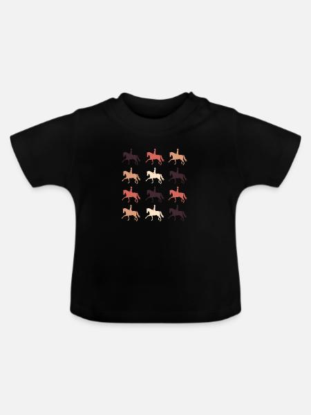 Dressurpferd - Baby Bio-T-Shirt mit Rundhals - Schwarz