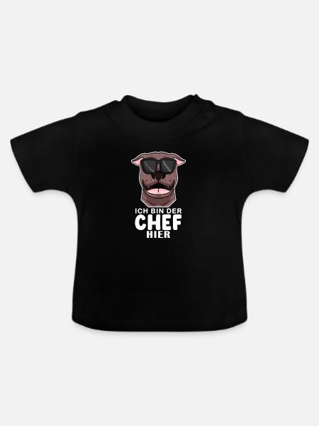 Chef Spruch Anführer Hund - Baby Bio-T-Shirt mit Rundhals - Schwarz