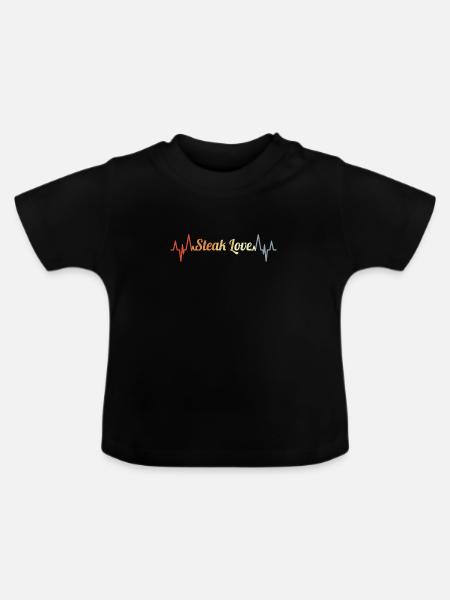 Steak Love EKG - Baby Bio-T-Shirt mit Rundhals - Schwarz