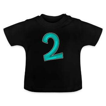 2 - Number - Number Two - Baby Organic T-Shirt with Round Neck - black - Front