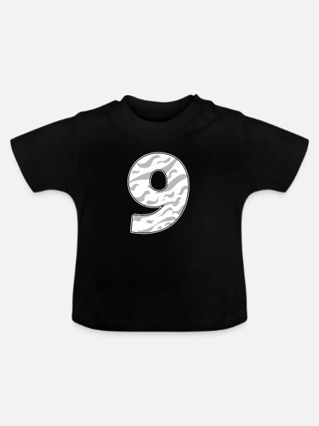 Neun - 9 - Baby Bio-T-Shirt mit Rundhals - Schwarz