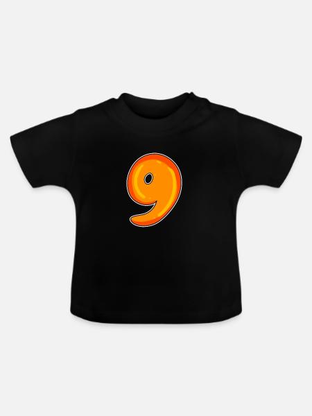 Neun - 9 Motiv - Baby Bio-T-Shirt mit Rundhals - Schwarz
