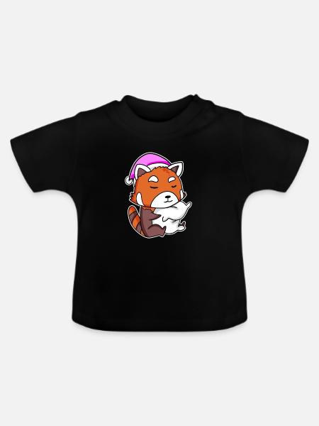 Westlicher Kleiner Panda - Baby Bio-T-Shirt mit Rundhals - Schwarz