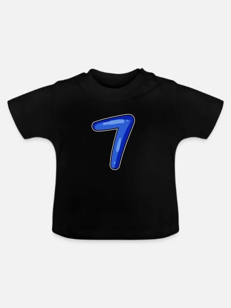7 blau - Baby Bio-T-Shirt mit Rundhals - Schwarz
