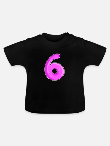 Zahl 6 Nummer - Baby Bio-T-Shirt mit Rundhals - Schwarz