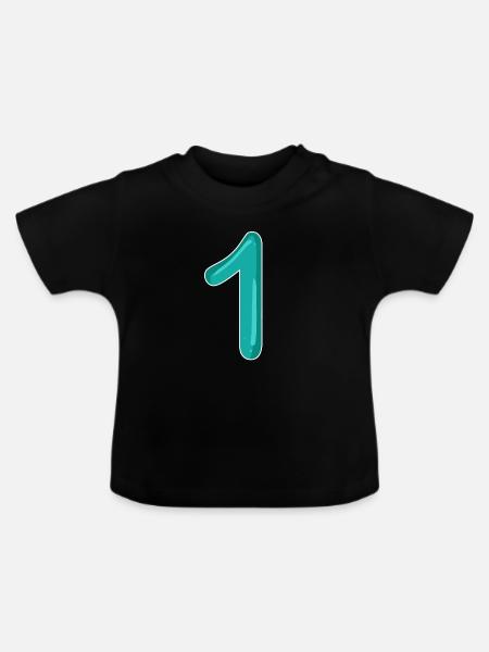 Zahl 1 - Baby Bio-T-Shirt mit Rundhals - Schwarz
