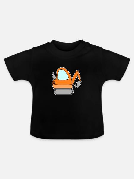 Bagger Baustelle Baggerfahrer - Baby Bio-T-Shirt mit Rundhals - Schwarz
