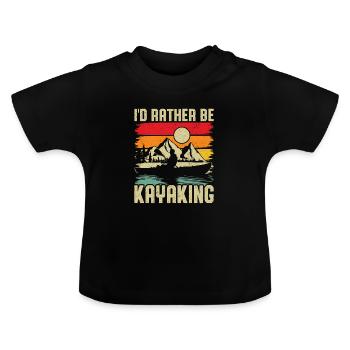Kayaking Sunset Mountain Scene - Baby Organic T-Shirt with Round Neck - black - Front