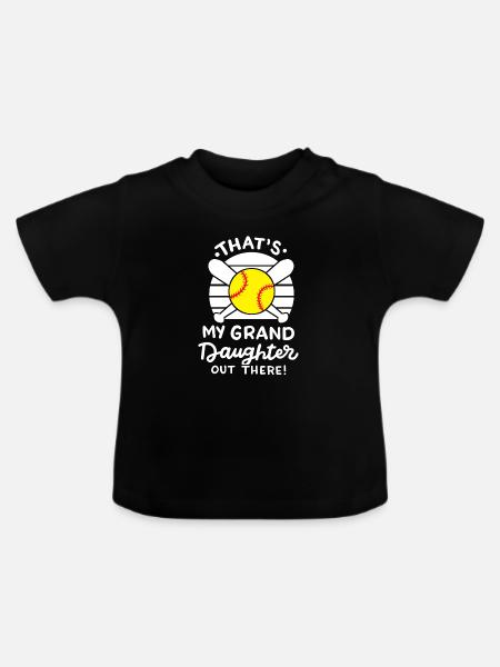 Softball Oma Opa - Baby Bio-T-Shirt mit Rundhals - Schwarz