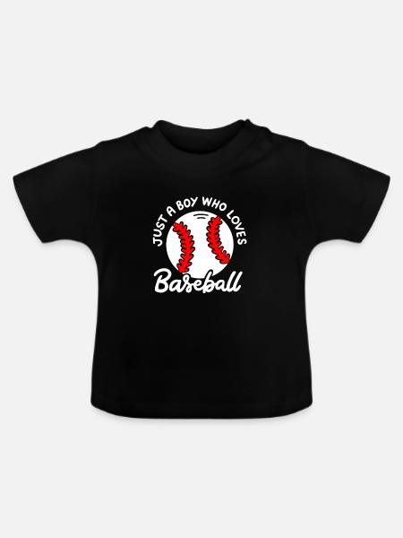 Baseball Baseballspieler - Baby Bio-T-Shirt mit Rundhals - Schwarz