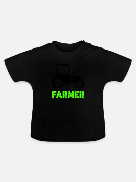 traktor farmer - Baby Bio-T-Shirt mit Rundhals - Schwarz