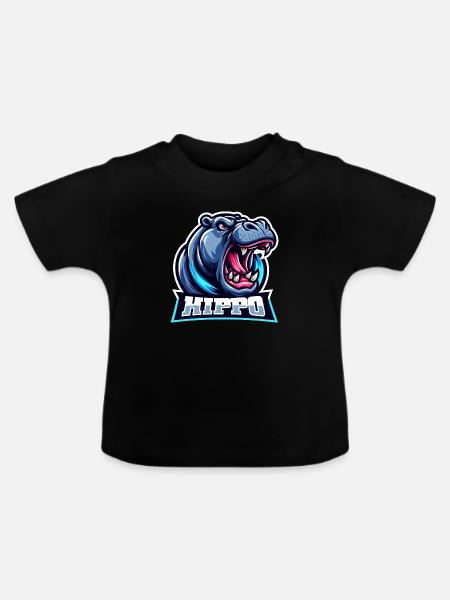 Nilpferd - Baby Bio-T-Shirt mit Rundhals - Schwarz