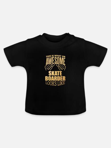 Skate Skate Skate - Baby Bio-T-Shirt mit Rundhals - Schwarz
