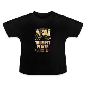 trompette - T-shirt bio col rond Bébé - noir - Devant