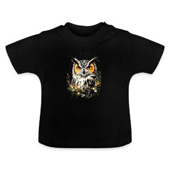 hibou chouette chouette chouette hibou hibou mignons hiboux - T-shirt bio col rond Bébé - noir - Devant