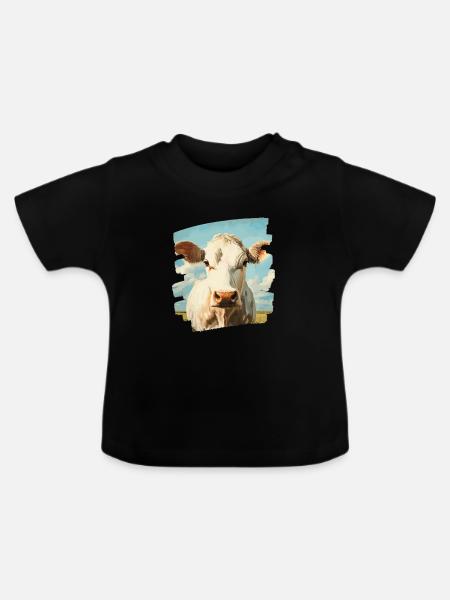 Kuh Bauer - Baby Bio-T-Shirt mit Rundhals - Schwarz